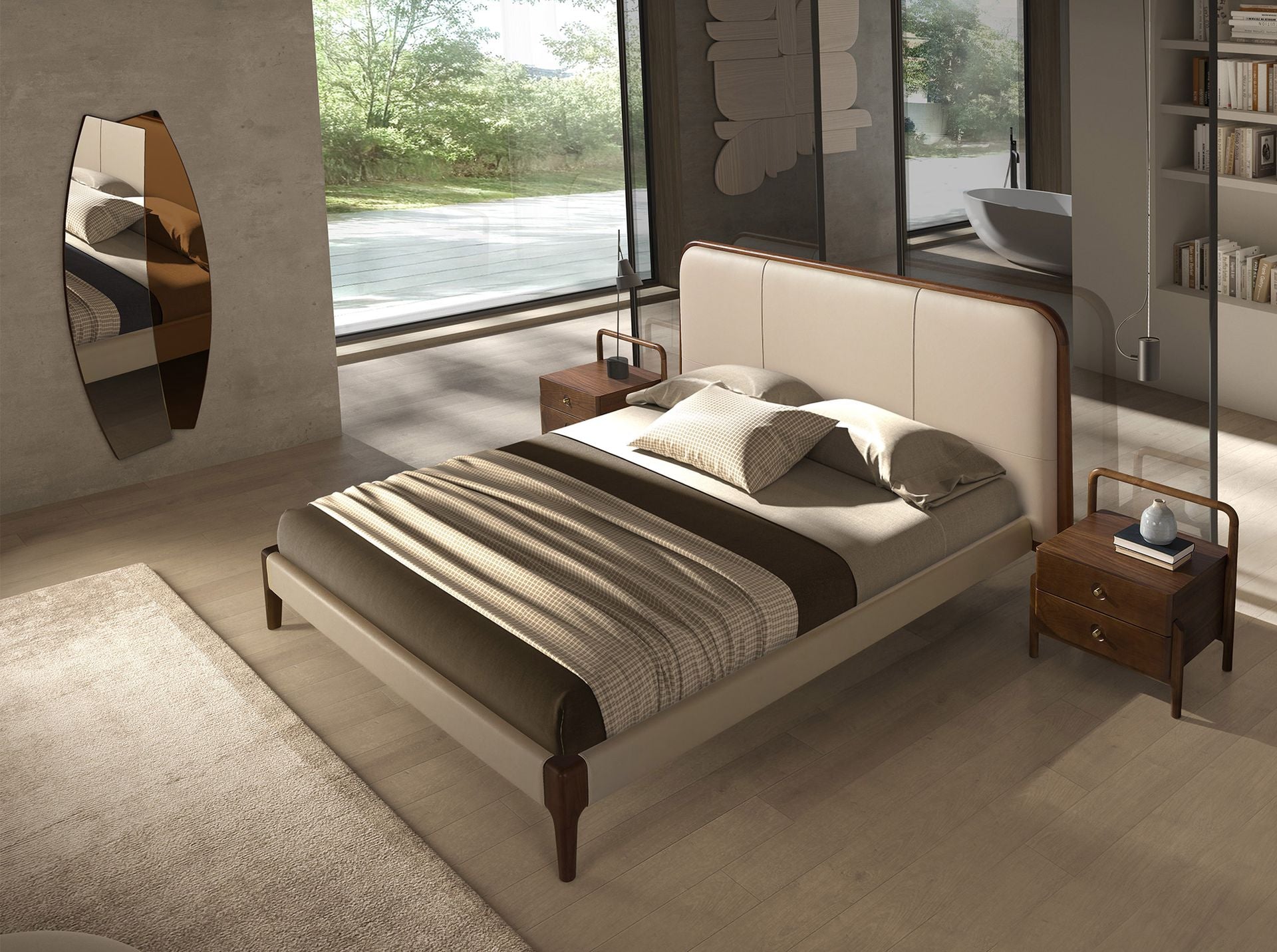 Polsterbett Aachen von Maison de Cocon – Kunstleder, Farbe Creme, 180x200 cm, Hauptansicht 2