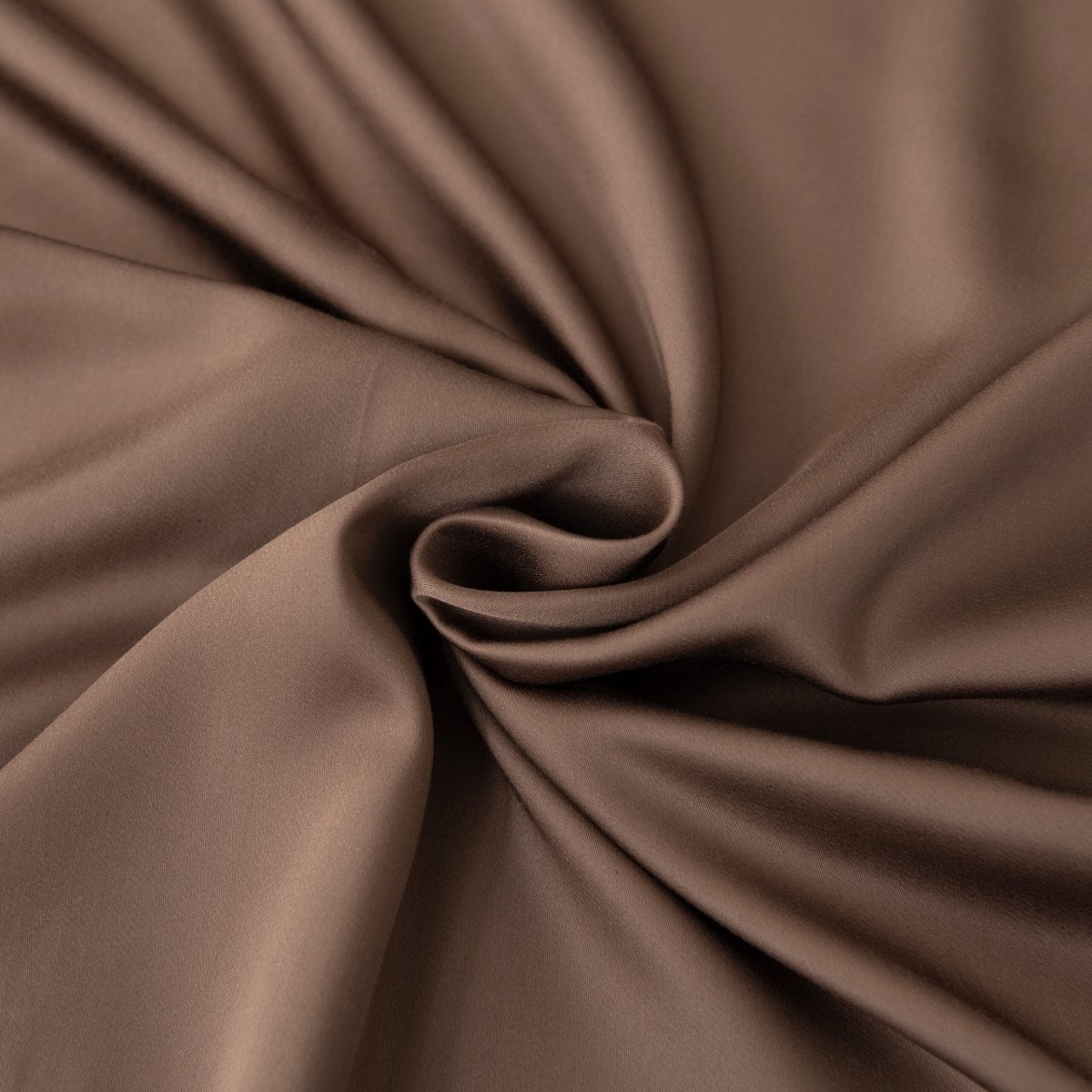 Close-up of the silky, swirled 400TC bamboo fabric in Coffee Brown showing its smooth sheen