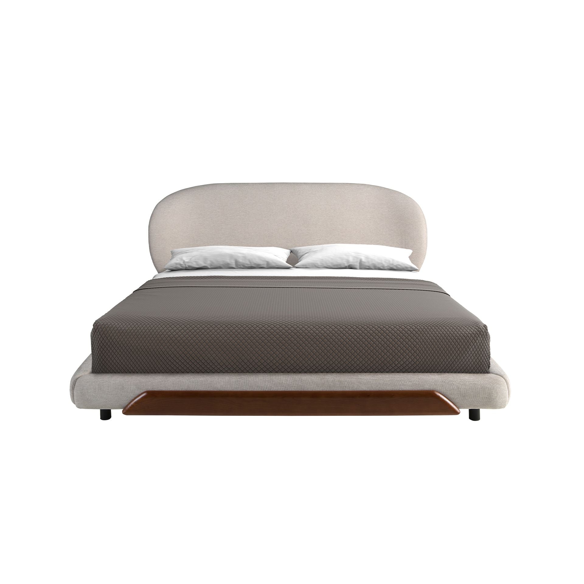 Polsterbett Duisburg von Maison de Cocon – Stoff, Farbe Hellgrau, 180x200 cm, Frontalansicht