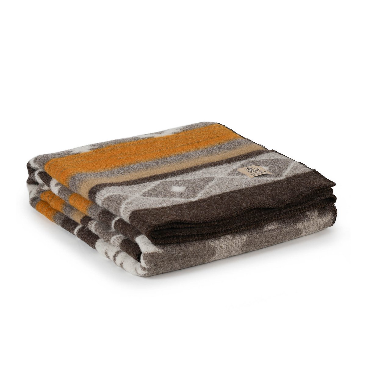 Folded Wool Bedspread Tribe in bronze with Ukrainian motif